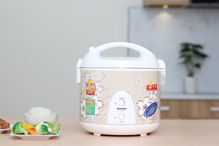 Nồi cơm nắp gài Sharp 1.8 lít KS-N191ETV Màu Nâu nhạt