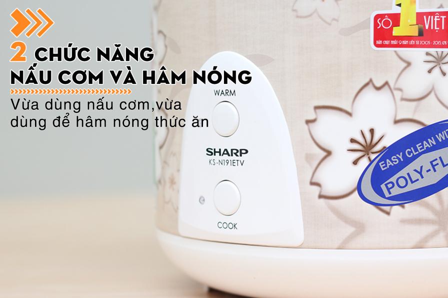 2 chức năng của Nồi cơm điện nắp gài Sharp 1.8 lít KS-N191ETV