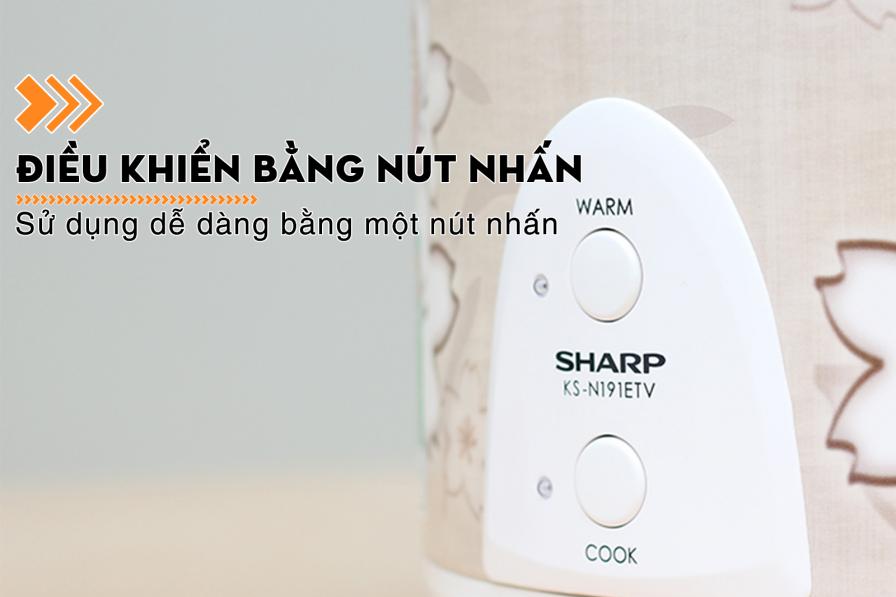 Bảng điều khiển của Nồi cơm điện nắp gài Sharp 1.8 lít KS-N191ETV bằng nút ấn
