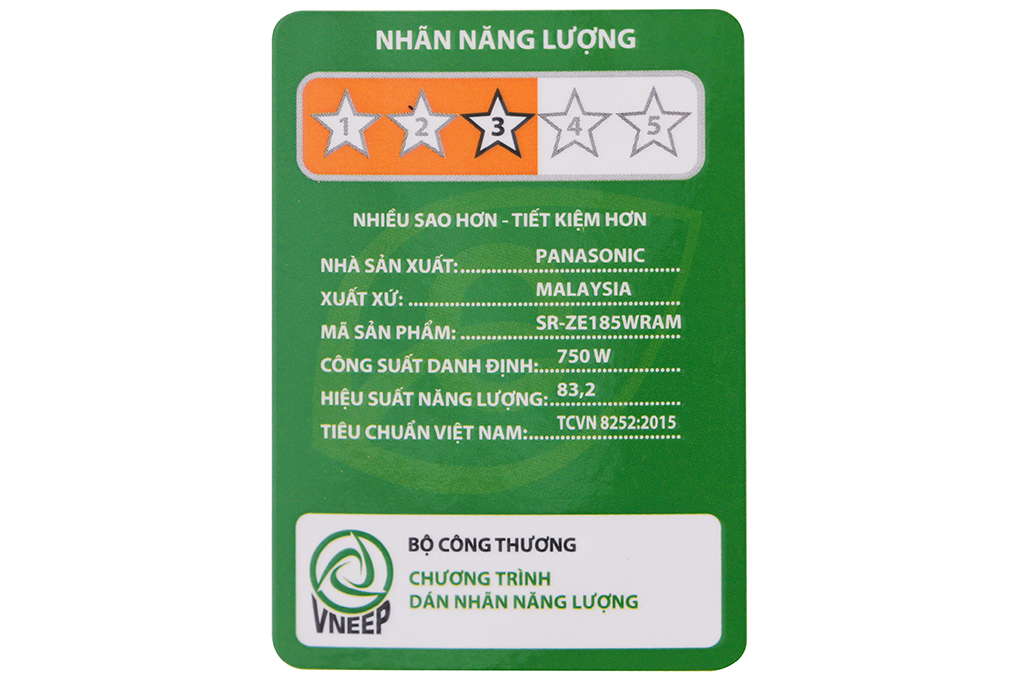 Nồi cơm điện tử Panasonic 1.8 lít SR-ZE185WRAM Màu Trắng