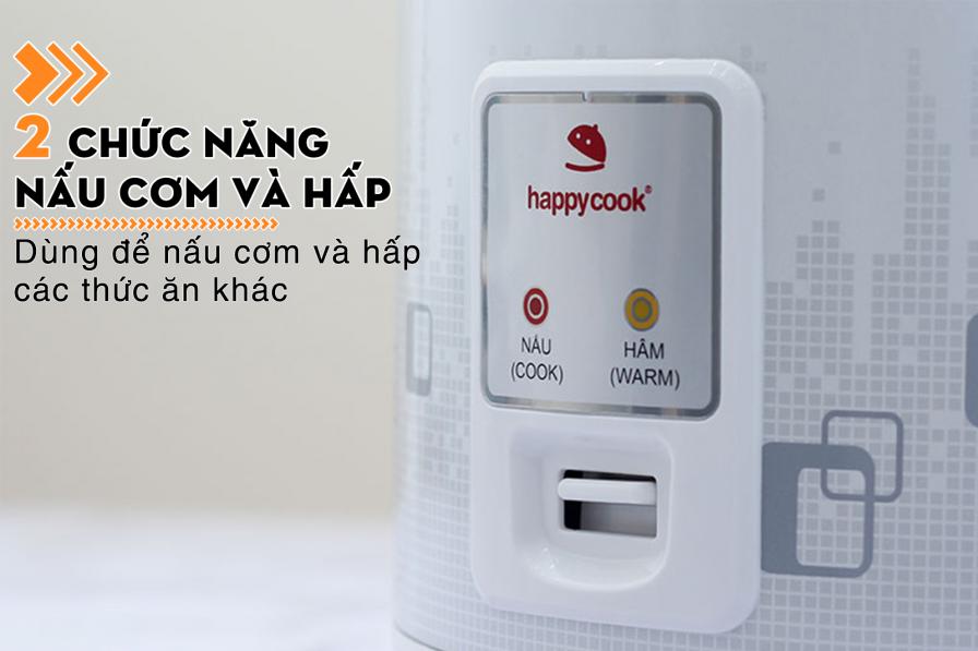 Nồi cơm điện nắp gài Happycook 1.8 lít HCJ-180 2 chức năng nấu, hấp