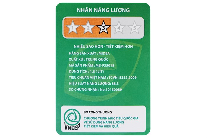 Nồi cơm điện tử Midea 1.8 lít MB-FS5018 Màu Trắng - Hồng