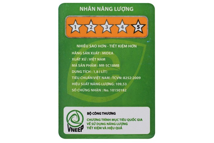 Nồi cơm điện tử Midea 1.8 lít MR-SC18MB Màu Trắng - Xám