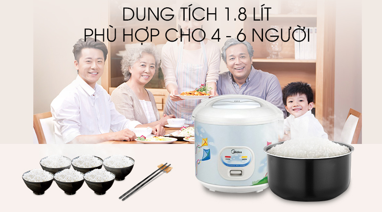 Nồi cơm điện Midea 1.8 lít MR-CM1801