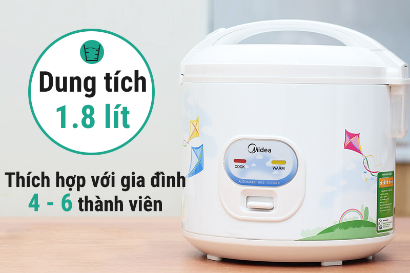 Nồi cơm điện nắp gài Midea 1.8 lít MR-CM1801