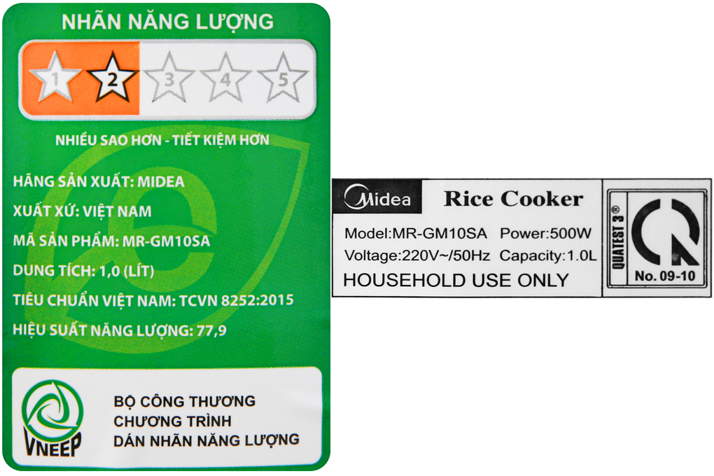 Nồi cơm điện Midea 1 lít MR-GM10SA Màu Trắng