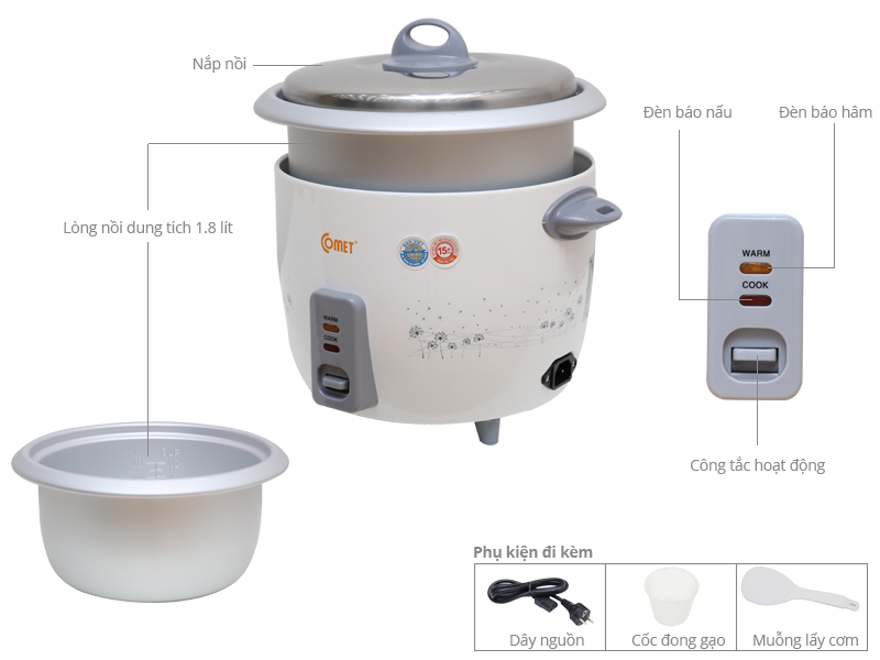 Nồi cơm điện Comet 1.8 lít CM8026
