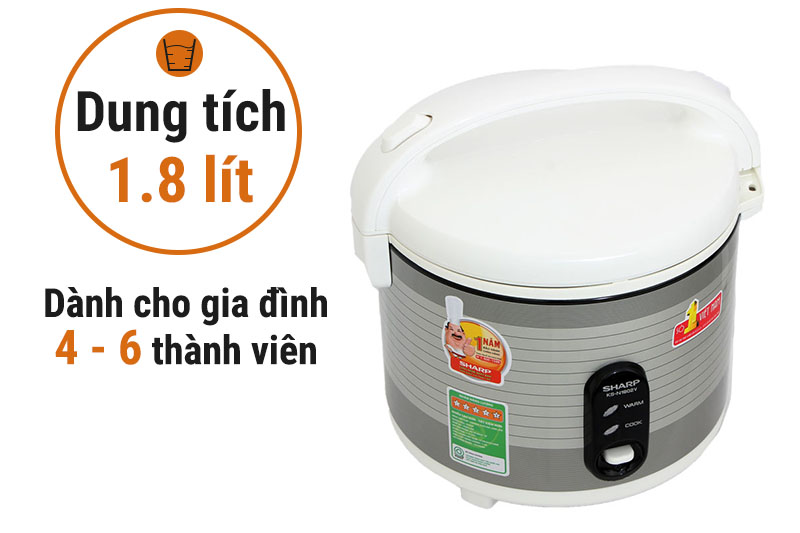 Nồi cơm điện nắp gài Sharp 1.8 lit KS-N1802V