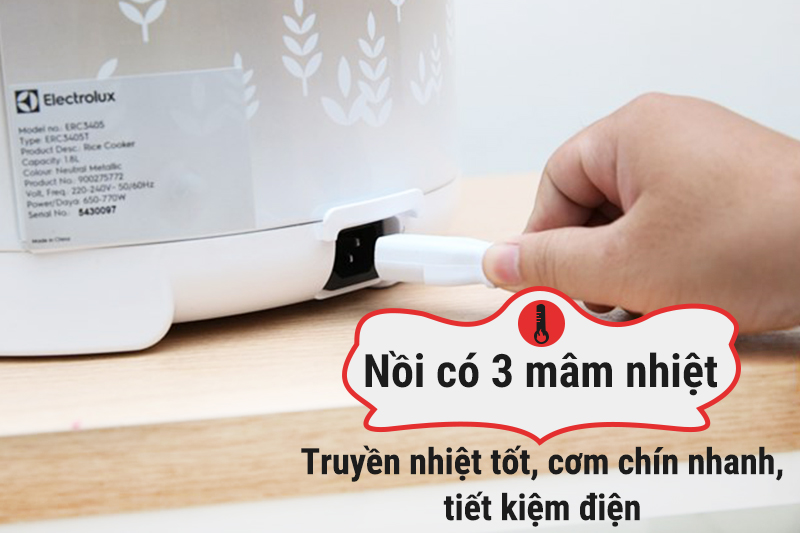 Nồi cơm điện nắp gài Electrolux 1.8 lít ERC3405