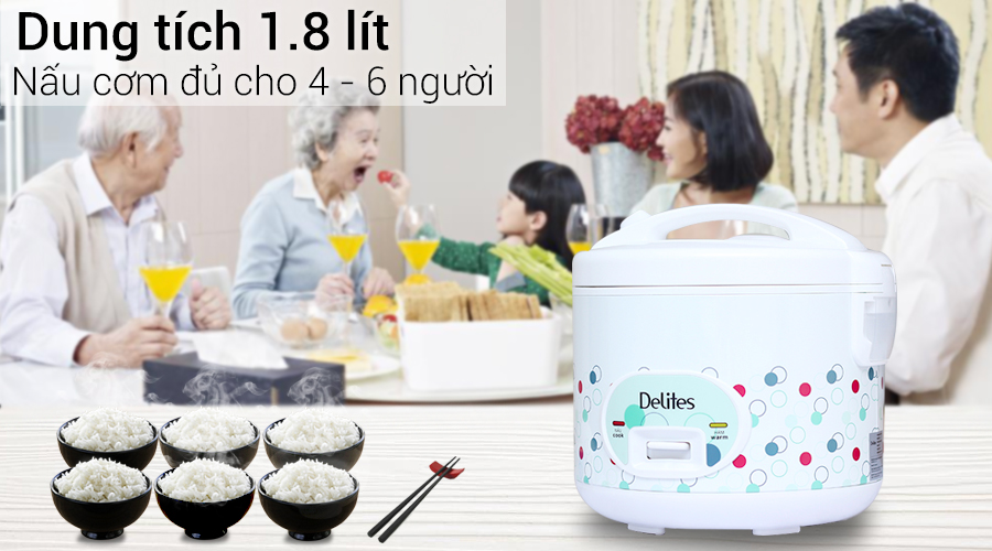Nồi cơm điện Delites 1.8 lít NCG1801-02