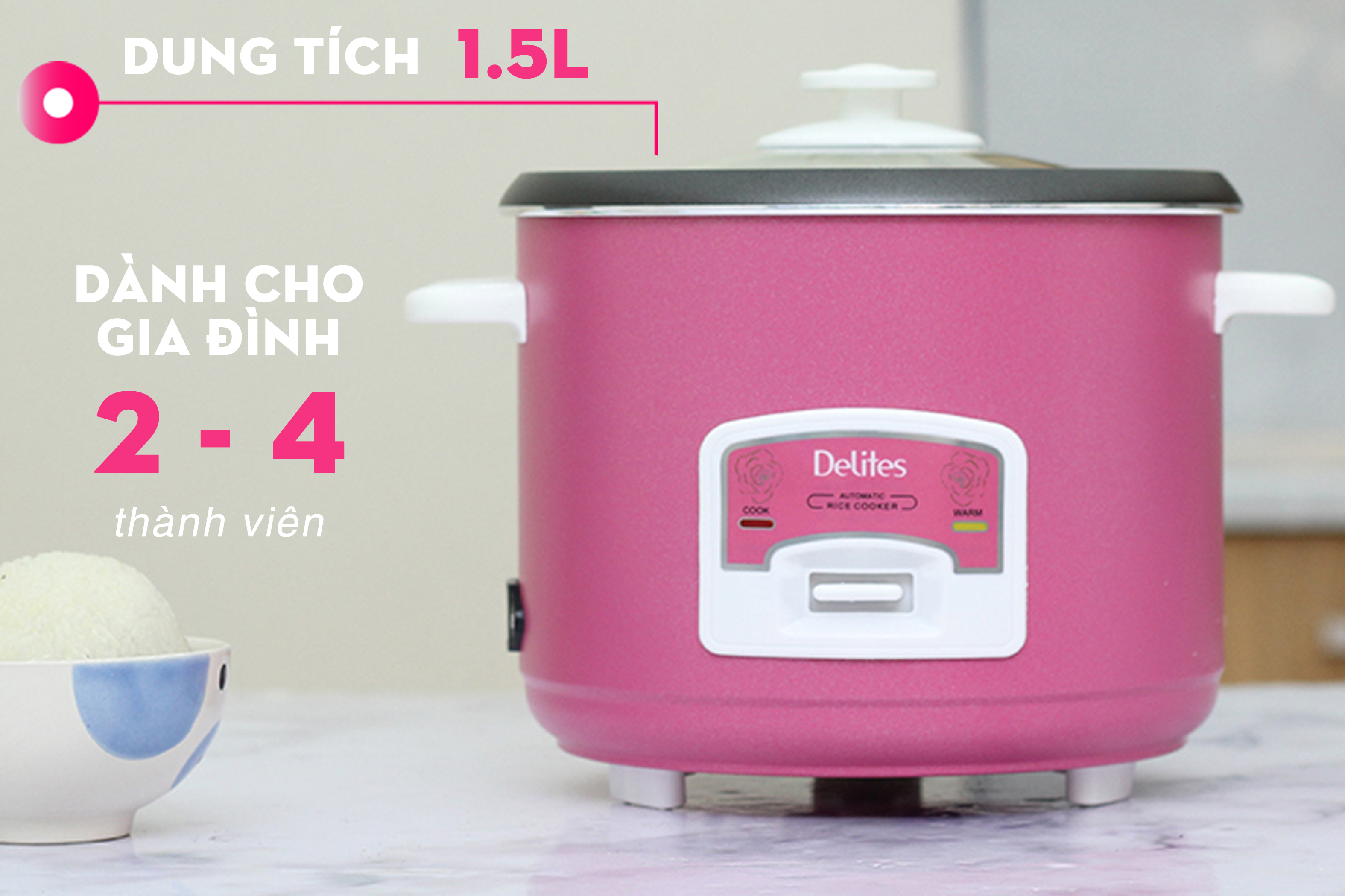 Nồi cơm nắp rời Delites 1.5 lít NCR1501