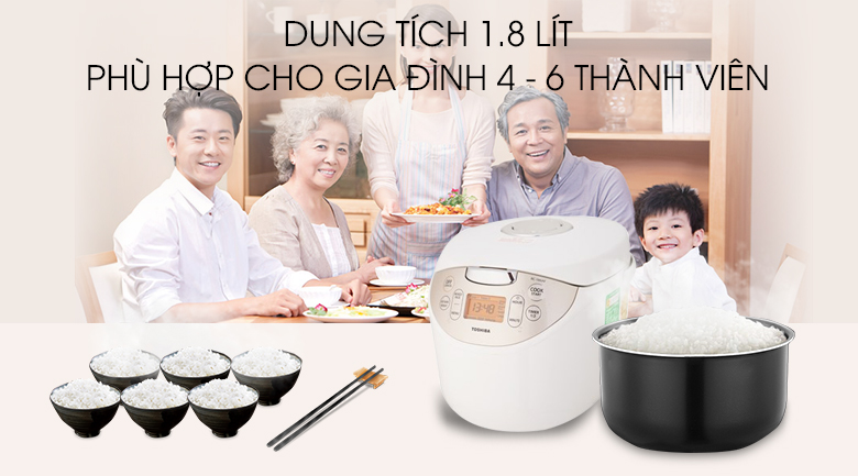 Nồi cơm điện tử Toshiba 1.8 lít RC-18NAFVN(W)