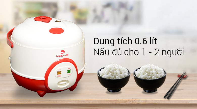 Nồi cơm điện Happycook 0.6 lít HC-60 Đỏ