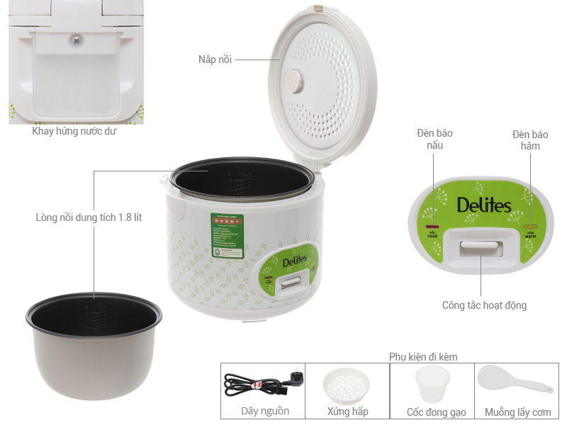 Nồi cơm điện Delites 1.8 lít NCG1801 01