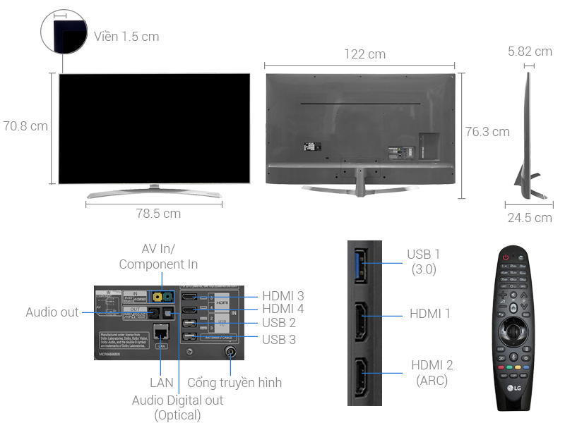 Thông số kỹ thuật Smart Tivi LG 55 inch 55SJ850T