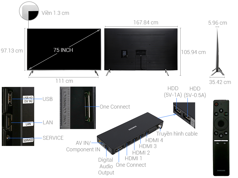 Thông số kỹ thuật Smart Tivi Samsung 75 inch UA75MU7000