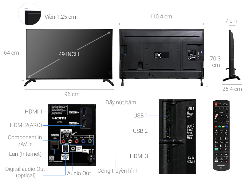 Thông số kỹ thuật Smart Tivi Panasonic 49 inch TH-49ES500V