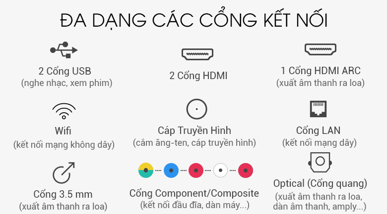 Smart Tivi LG 4K 43 inch 43UJ633T  - Kết nối