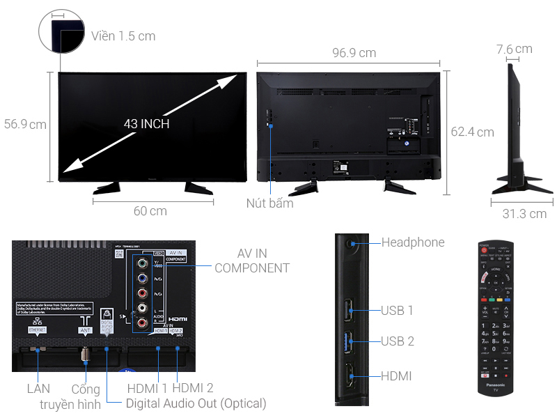Smart Tivi Panasonic 4K 43 inch TH-43EX605V
