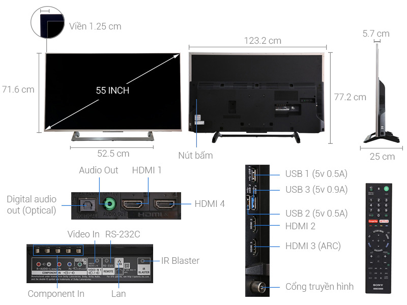Android Tivi Sony 4K 55 inch KD-55X8000E/S