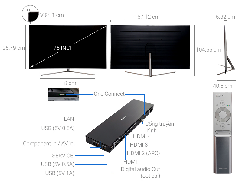 Thông số kỹ thuật Smart Tivi QLED Samsung 75 inch QA75Q7F