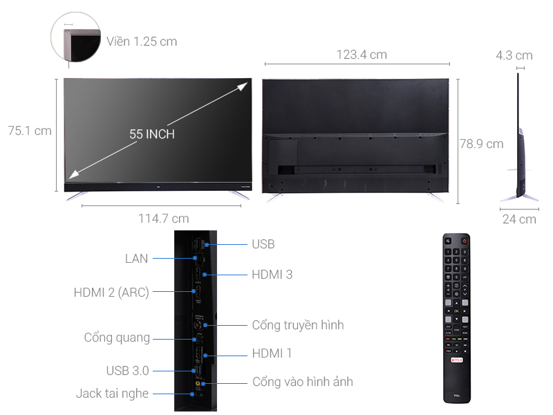 Smart Tivi TCL 4K 55 inch 55C2-UF - giá tốt, có trả góp