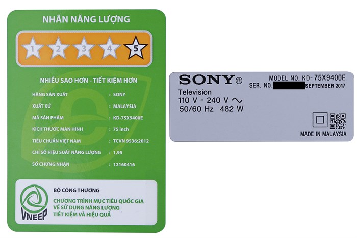 Android Tivi Sony 4K 75 inch KD-75X9400E Màu Đen