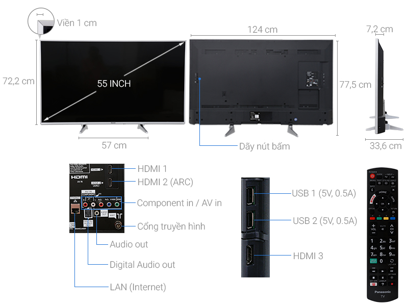 Thông số kỹ thuật Smart Tivi Panasonic 55 inch TH-55ES630V