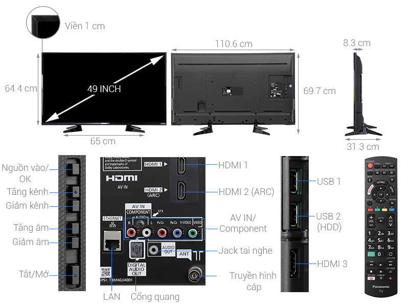 Thông số kỹ thuật Smart Tivi Panasonic 49 inch TH-49ES600V