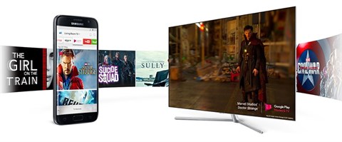 Điều khiển và chia sẻ hình ảnh lên tivi từ điện thoại thông minh với Samsung Smartview trên Smart Tivi QLED 49 inch Samsung QA49Q7F