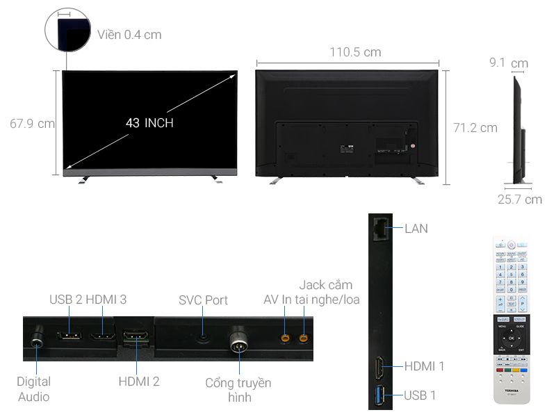 Thông số kỹ thuật Chrome cast Tivi Toshiba 49 inch 49U6750