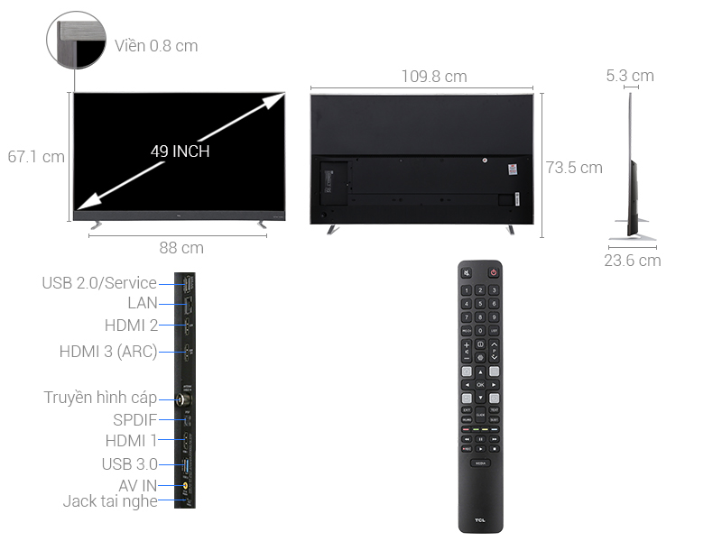 Smart Tivi TCL 4K 49 inch L49C2L-UF