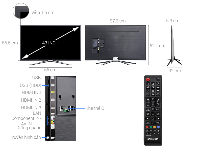 Thông số kỹ thuật Smart Tivi Samsung 43 inch UA43M5523