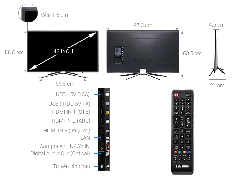 Thông số kỹ thuật Smart Tivi Samsung 43 inch UA43M5503