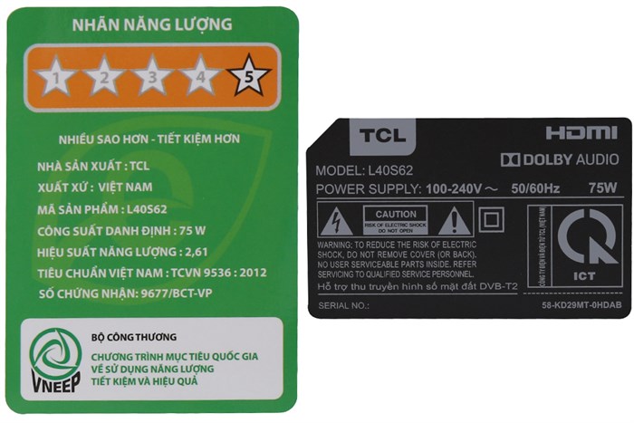 Smart Tivi TCL 40 inch L40S62 Màu Đen