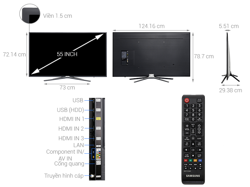 Thông số kỹ thuật Smart Tivi Samsung 55 inch UA55M5503