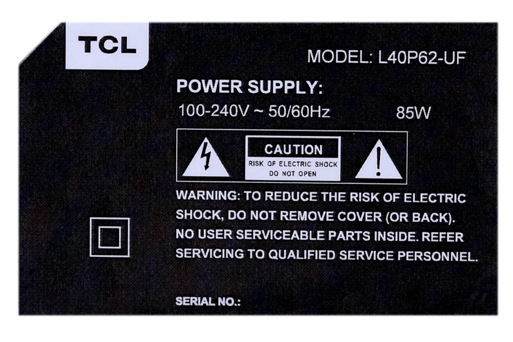 Smart Tivi TCL 4K 40 inch L40P62-UF Màu Đen