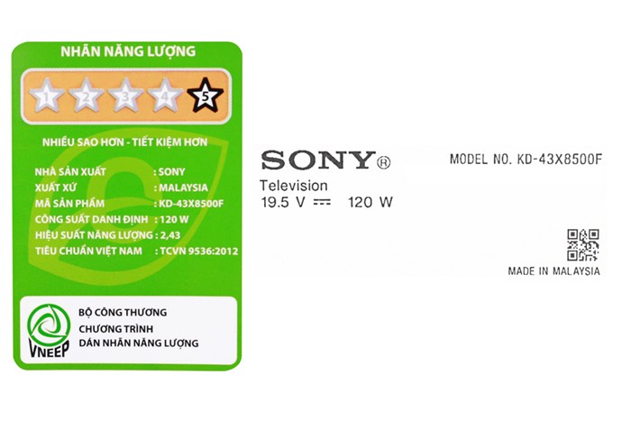 Android Tivi Sony 4K 43 inch KD-43X8500F Màu Đen