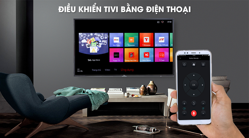 Điều khiển tivi bằng điện thoại thông qua T-Cast Smart tivi TCL 4K 50 inch L50P62