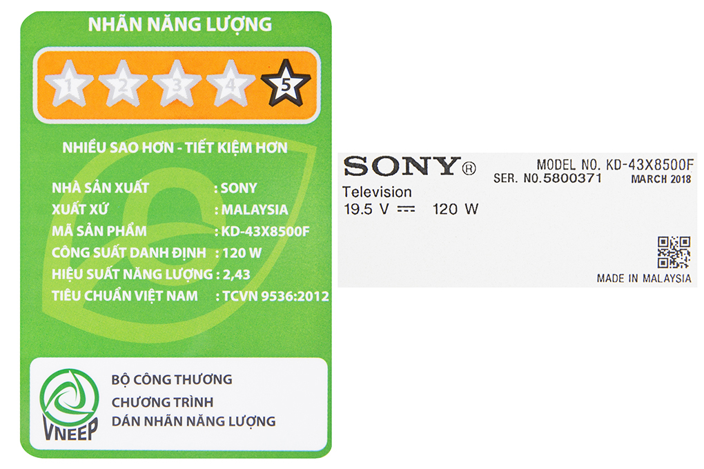 Android Tivi Sony 4K 43 inch KD-43X8500F/S Màu Bạc