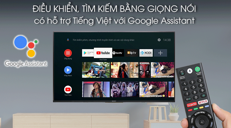 Tivi điều khiển, tìm kiếm bằng giọng nói qua remote và Google Assistant - Android Tivi Sony 4K 43 inch KD-43X7500F Tivi điều khiển, tìm kiếm bằng giọng nói qua remote và Google Assistant - Android Tivi Sony 4K 43 inch KD-43X7500F