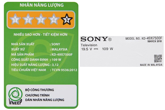 Android Tivi Sony 4K 49 inch KD-49X7500F Màu Đen