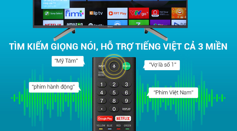 Tìm kiếm giọng nói bằng tiếng việt trên Android Tivi Sony 4K 49 inch KD-49X7500F