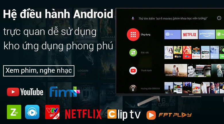 Android Tivi Sony 4K 49 inch KD-49X8500F - Hệ điều hành Android 8.0 thông minh, thân thiện Android Tivi Sony 4K 49 inch KD-49X8500F - Hệ điều hành Android 8.0 thông minh, thân thiện