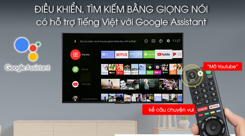 Android Tivi Sony 4K 65 inch KD-65X8500F - Remote thông minh, Google Assistant