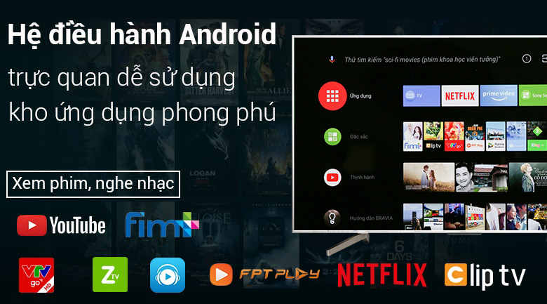 Android Tivi Sony 4K 65 inch KD-65X8500F/S - Hệ điều hành Android 8.0