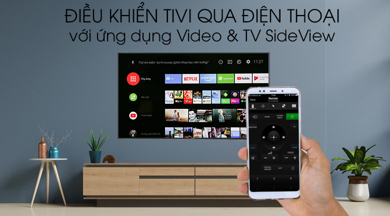 Android Tivi Sony 4K 55 inch KD-55X9000F - Dễ dàng điều khiển tivi thông qua ứng dụng Sony Video & TV SideView