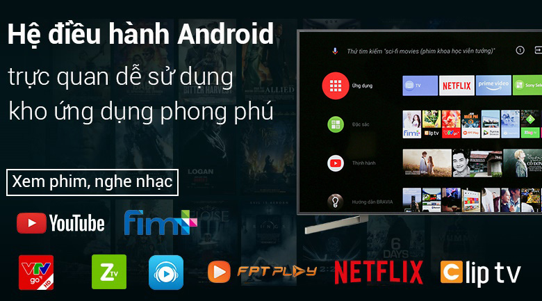 Android Tivi Sony 4K 55 inch KD-55X9000F - Trải nghiệm tuyệt vời cùng hệ điều hành Android 8.0 dễ sử dụng