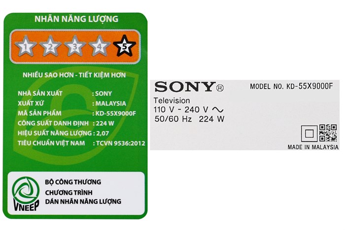 Android Tivi Sony 4K 55 inch KD-55X9000F Màu Đen