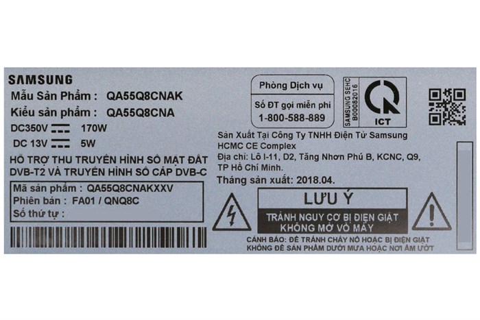 Smart Tivi Cong QLED Samsung 4K 55 inch QA55Q8CN